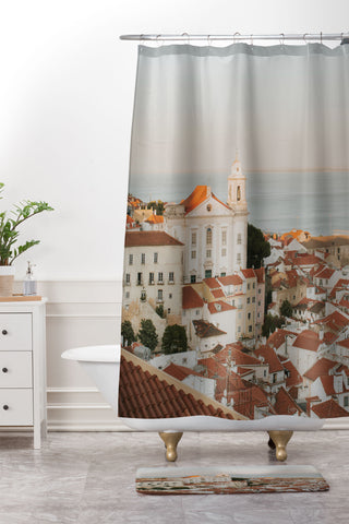 Hello Twiggs Pink Sunset in Lisbon Shower Curtain And Mat