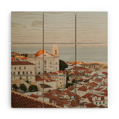 Hello Twiggs Pink Sunset in Lisbon Wood Wall Mural