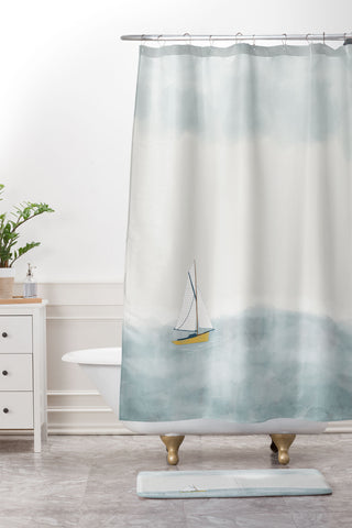 Hello Twiggs Sailing in the Atlantic Shower Curtain And Mat