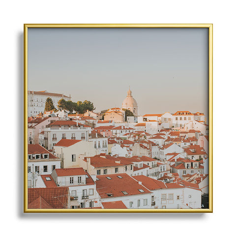 Hello Twiggs Sunset in Lisbon Square Metal Framed Art Print