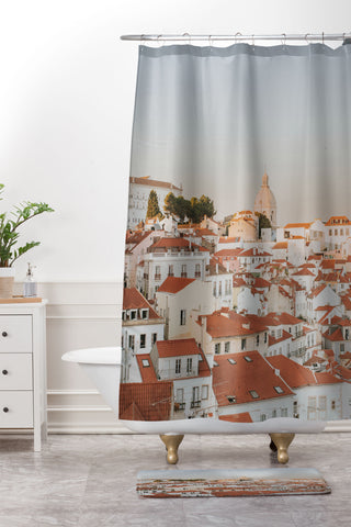 Hello Twiggs Sunset in Lisbon Shower Curtain And Mat