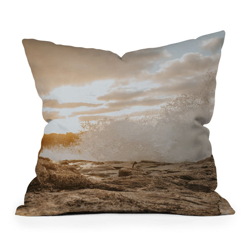 Hello Twiggs Sunset Rough Waves Outdoor Throw Pillow