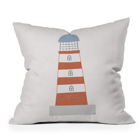 Hello Twiggs The Red Stripes Lighthouse Outdoor Throw Pillow