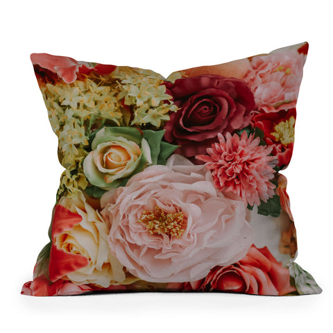 Hello Twiggs Vintage Faded Flowers Outdoor Throw Pillow