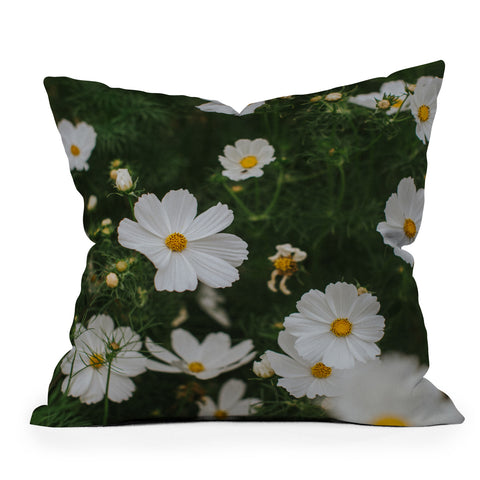 Hello Twiggs White Cosmos Outdoor Throw Pillow