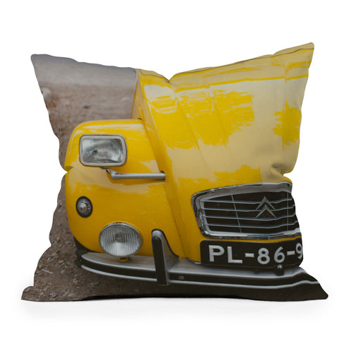 Hello Twiggs Yellow Car Outdoor Throw Pillow