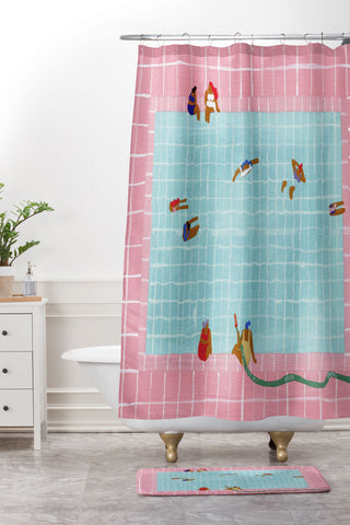 Helo Birdie Aquarius Pool Shower Curtain And Mat