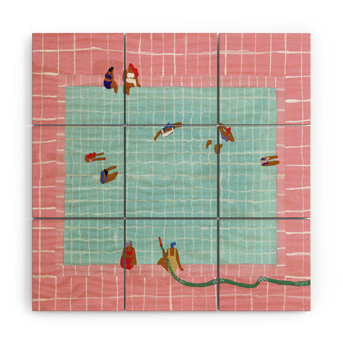 Helo Birdie Aquarius Pool Wood Wall Mural