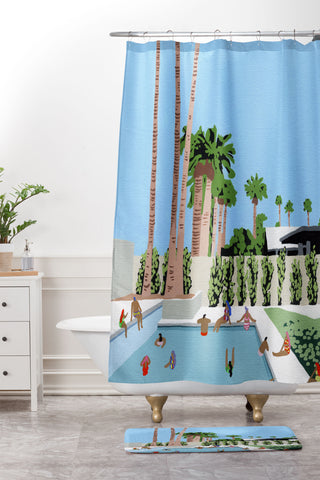 Helo Birdie Cali Shower Curtain And Mat