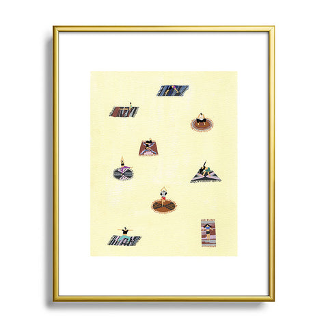 Helo Birdie Custard yoga Metal Framed Art Print