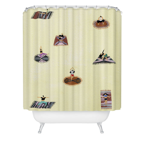 Helo Birdie Custard yoga Shower Curtain