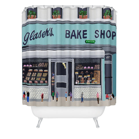 Helo Birdie Glasers bake shop Shower Curtain