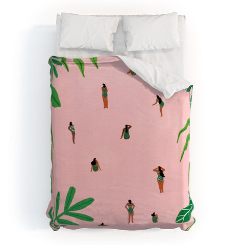 Helo Birdie Green swimsuit Duvet Cover