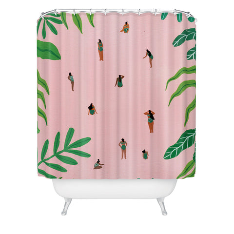 Helo Birdie Green swimsuit Shower Curtain