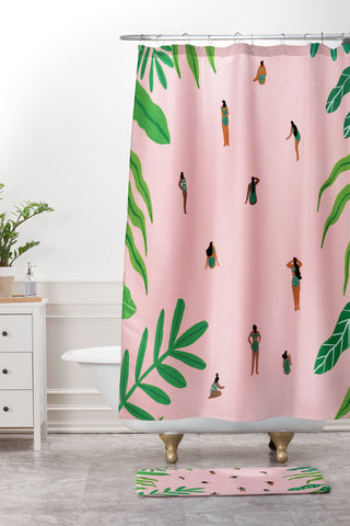 Helo Birdie Green swimsuit Shower Curtain And Mat