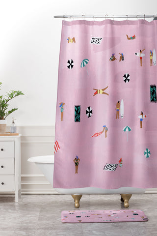 Helo Birdie Lay down Shower Curtain And Mat