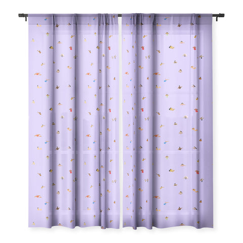Helo Birdie Lilac Blues Sheer Window Curtain