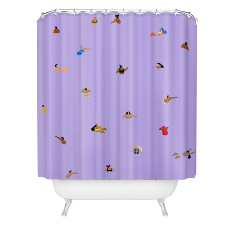 Helo Birdie Lilac Blues Shower Curtain
