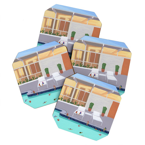 Helo Birdie Mid Century Pool Coaster Set