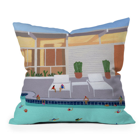 Helo Birdie Mid Century Pool Outdoor Throw Pillow
