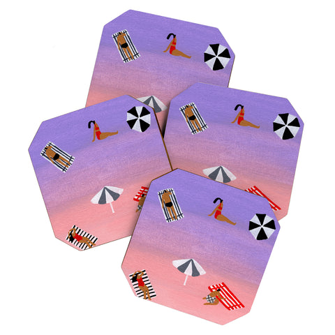 Helo Birdie Ombre purple Coaster Set