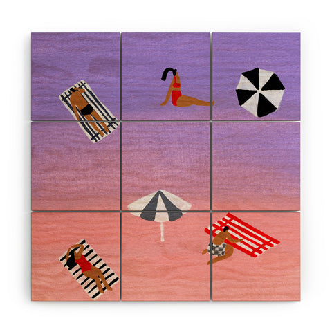 Helo Birdie Ombre purple Wood Wall Mural