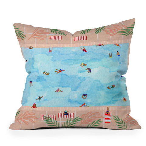 Helo Birdie Peachy Palms Throw Pillow