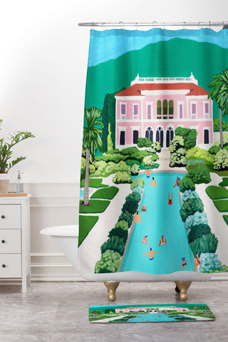 Helo Birdie Pink Palace Shower Curtain And Mat