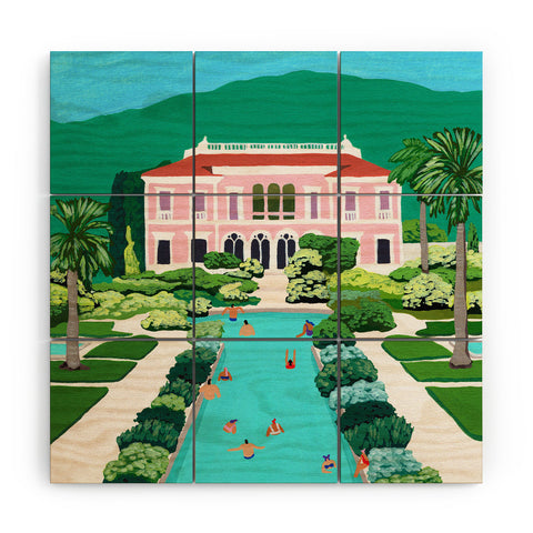 Helo Birdie Pink Palace Wood Wall Mural