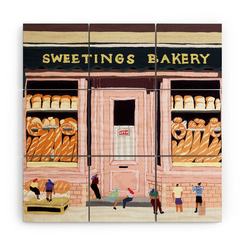 Helo Birdie Sweetings Bakery Wood Wall Mural