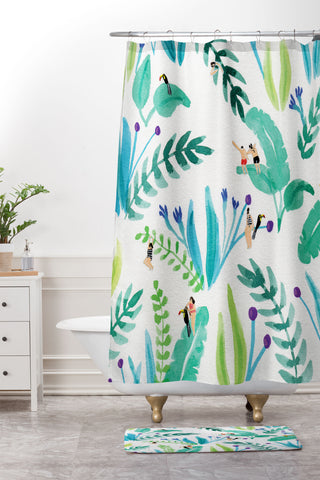 Helo Birdie Toucan jungle Shower Curtain And Mat