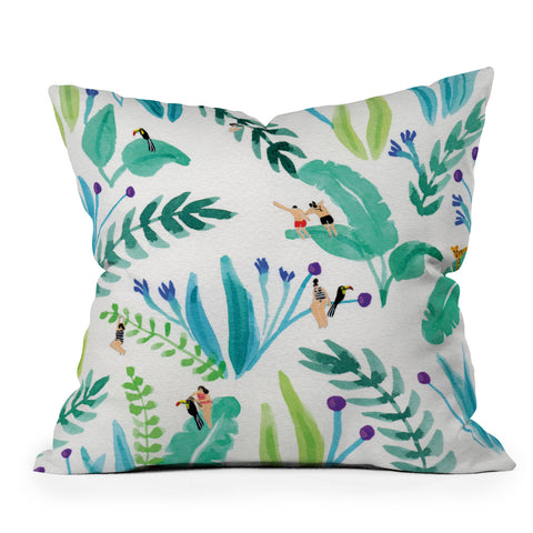 Helo Birdie Toucan jungle Throw Pillow