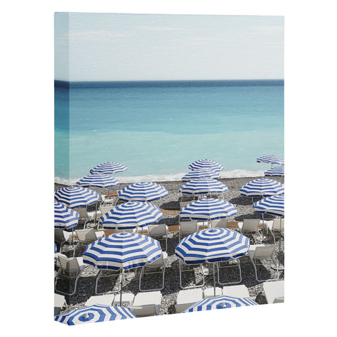 Henrike Schenk - Travel Photography Blue Beach Umbrellas Photo Art Canvas