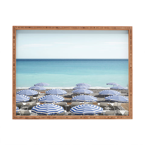Henrike Schenk - Travel Photography Blue Beach Umbrellas Photo Rectangular Tray