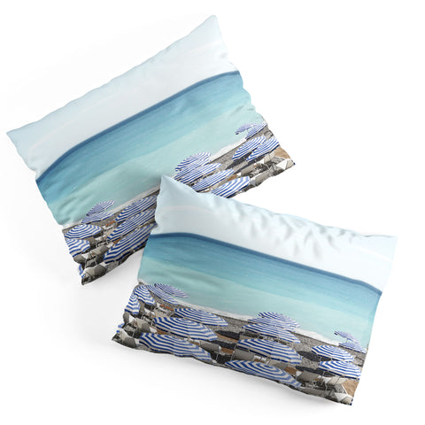 Henrike Schenk - Travel Photography Blue Beach Umbrellas Photo Pillow Shams