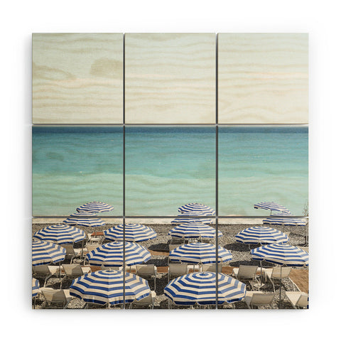 Henrike Schenk - Travel Photography Blue Beach Umbrellas Photo Wood Wall Mural