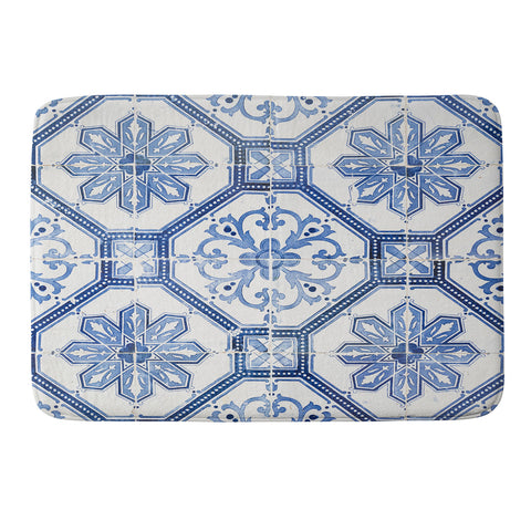 Henrike Schenk - Travel Photography Blue Portugese Tile Pattern Memory Foam Bath Mat