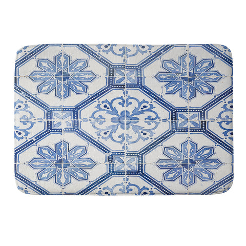 Henrike Schenk - Travel Photography Blue Portugese Tile Pattern Memory Foam Bath Mat
