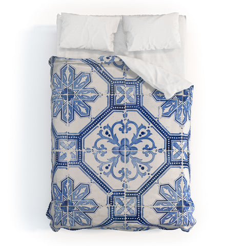 Henrike Schenk - Travel Photography Blue Portugese Tile Pattern Duvet Cover