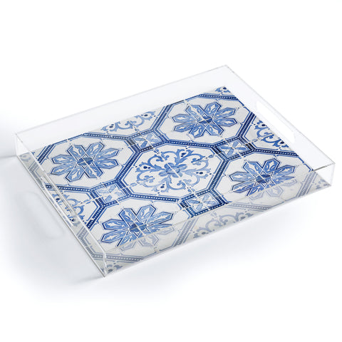 Henrike Schenk - Travel Photography Blue Portugese Tile Pattern Acrylic Tray