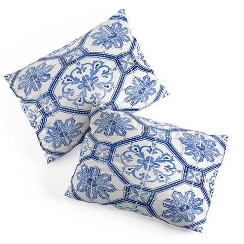 Henrike Schenk - Travel Photography Blue Portugese Tile Pattern Pillow Shams