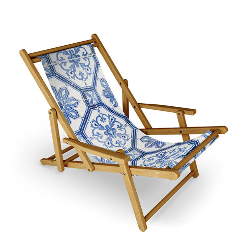 Henrike Schenk - Travel Photography Blue Portugese Tile Pattern Sling Chair