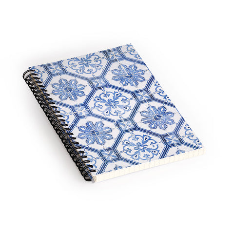 Henrike Schenk - Travel Photography Blue Portugese Tile Pattern Spiral Notebook