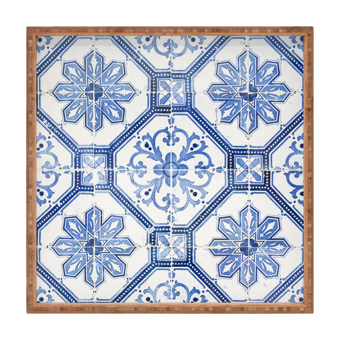 Henrike Schenk - Travel Photography Blue Portugese Tile Pattern Square Tray