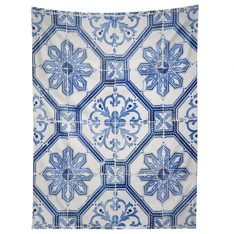Henrike Schenk - Travel Photography Blue Portugese Tile Pattern Tapestry