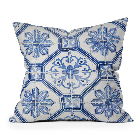 Henrike Schenk - Travel Photography Blue Portugese Tile Pattern Throw Pillow