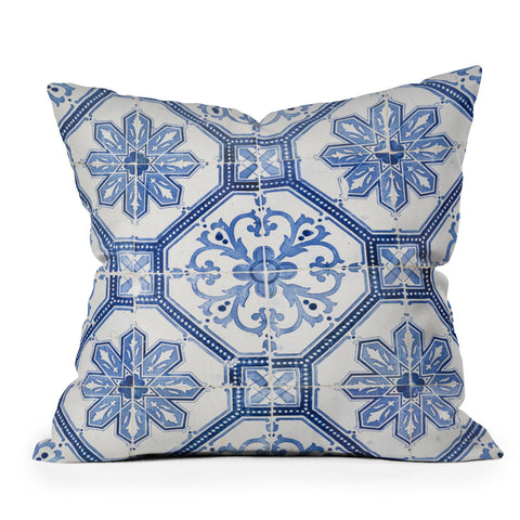 Henrike Schenk - Travel Photography Blue Portugese Tile Pattern Throw Pillow