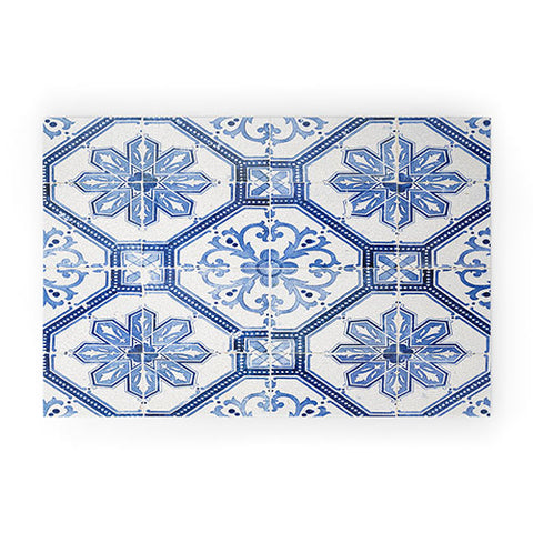 Henrike Schenk - Travel Photography Blue Portugese Tile Pattern Welcome Mat