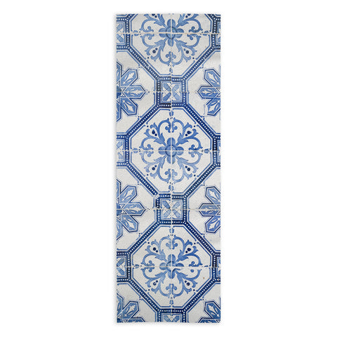 Henrike Schenk - Travel Photography Blue Portugese Tile Pattern Yoga Towel