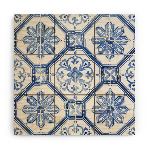 Henrike Schenk - Travel Photography Blue Portugese Tile Pattern Wood Wall Mural
